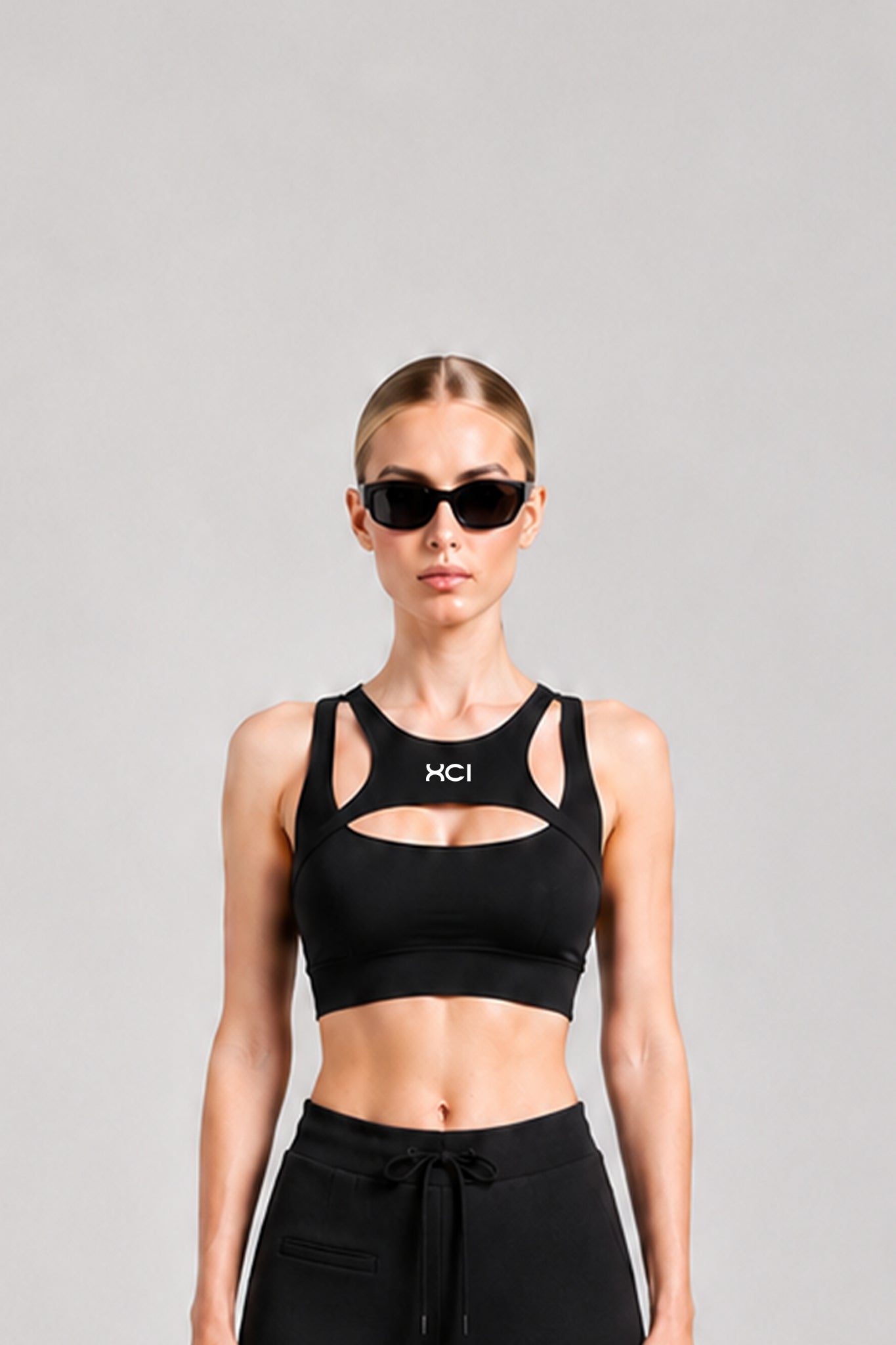LOGO EMBROIDERY BRA TOP / BLACK