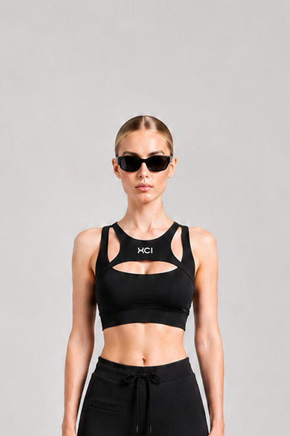 LOGO EMBROIDERY BRA TOP / BLACK