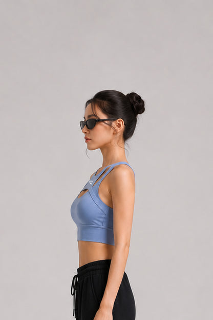 LOGO EMBROIDERY BRA TOP / BLUE